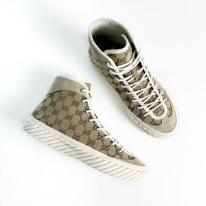 GUCCI Tortuga GG Canvas Suede Sneaker Size Men’s US 7.5 High Top Lace Up Supreme